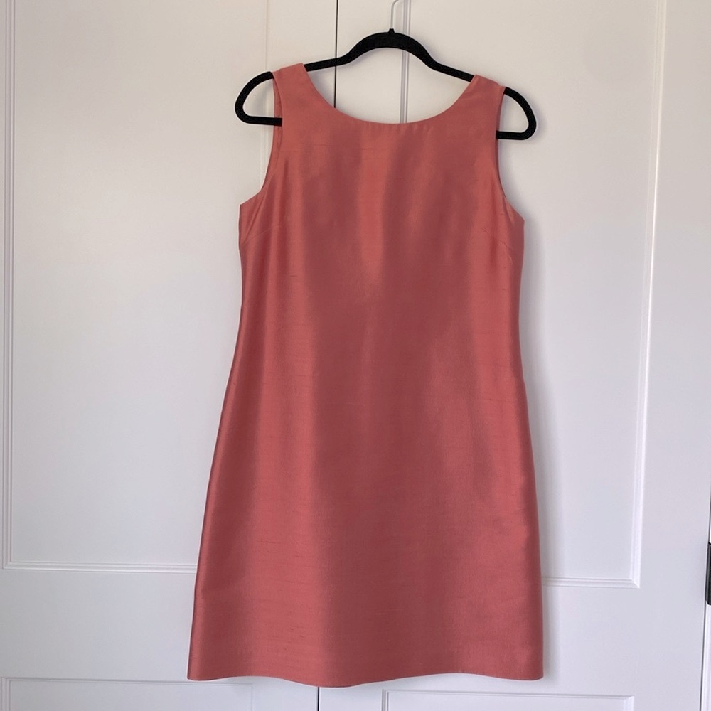 TALBOTS sleeveless silk & wool blend dress salmon  10P fully lined luxurious